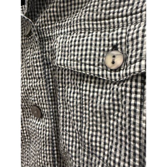 Chico’s Women’s Black White Shirt 100% Cotton Size 2 Gingham Casual Comfort - Picture 5 of 7
